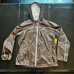 Retro Mackinaw Island Large Pink Pony Club Brown Pink Windbreaker Jacket